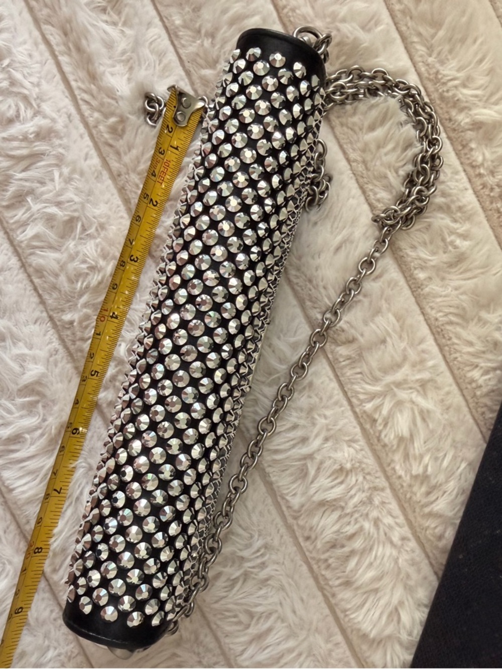 PRADA Black Satin Crystal Crossbody Clutch Bag 1DH044 - Picture 11 of 16